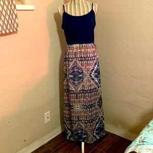 Sheer Maxi Blue spaghetti strap dress